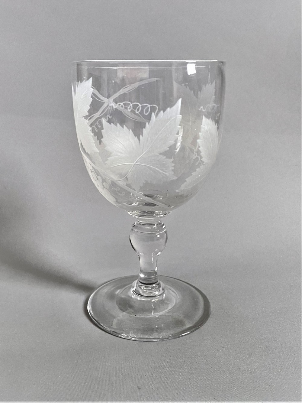 A superb Victorian fruiting vine etched wine goblet