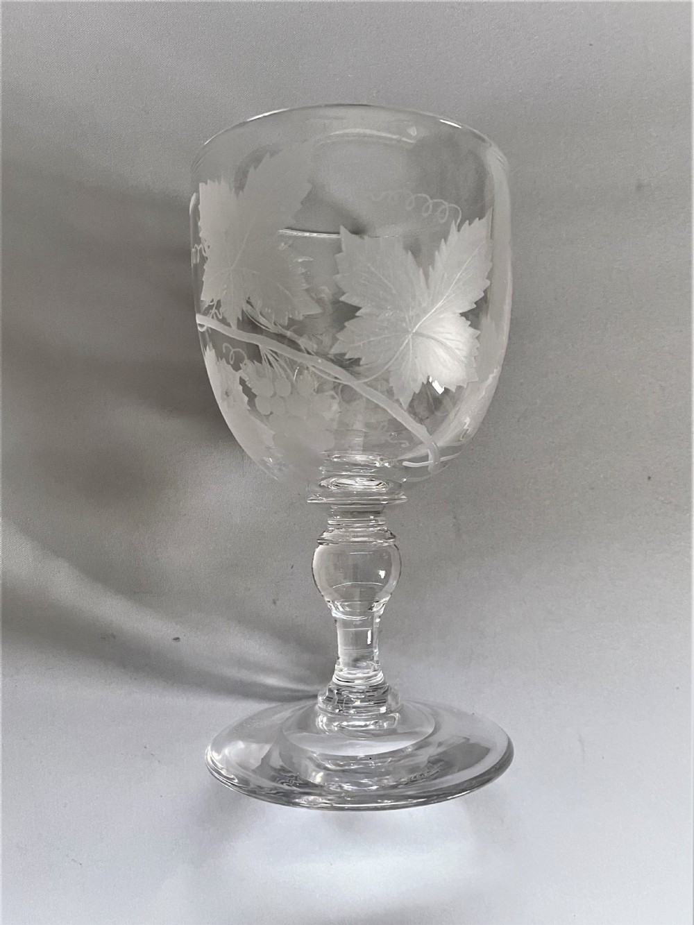 A superb Victorian fruiting vine etched wine goblet View IV