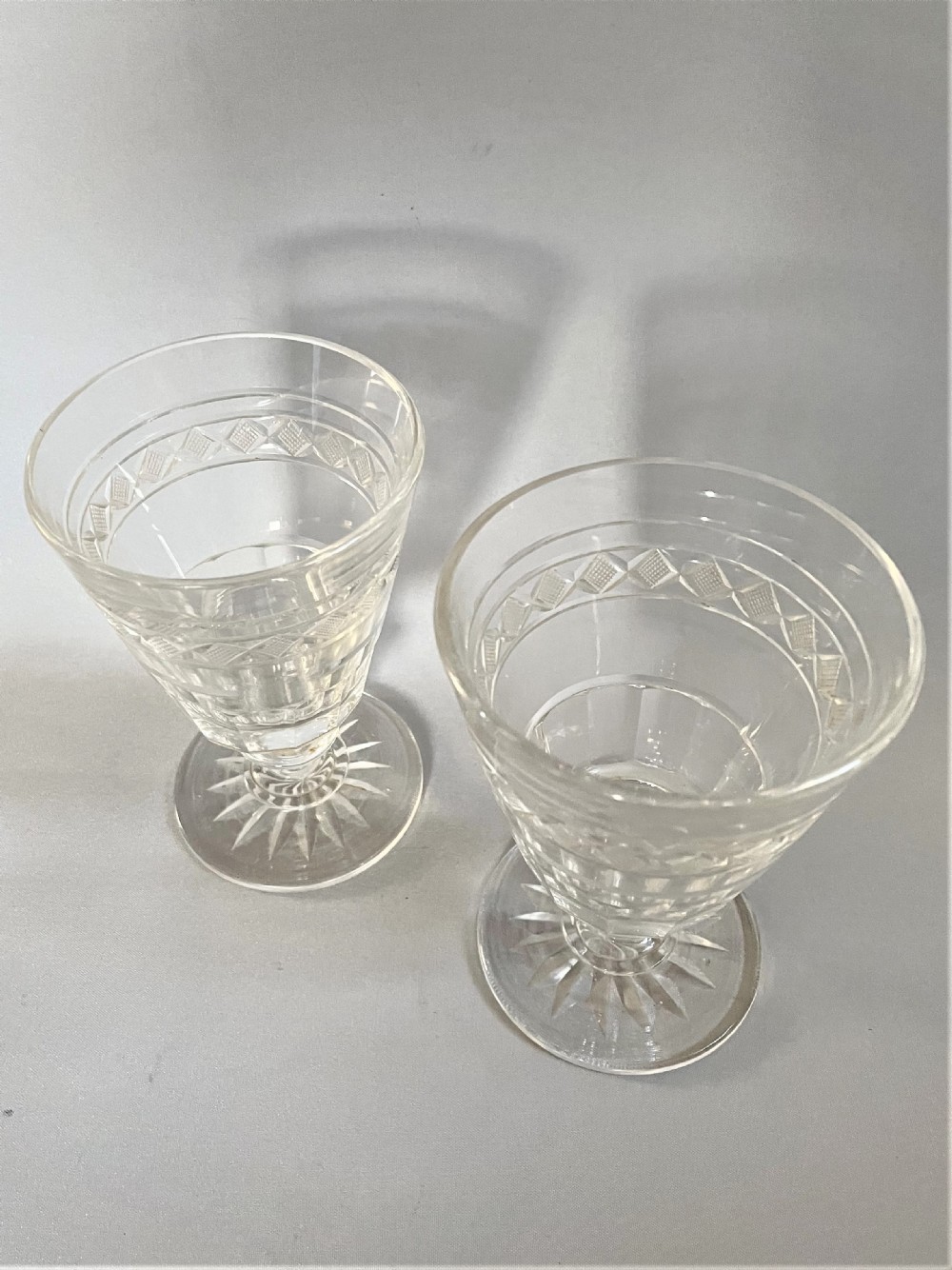 A pair of Georgian revival cut glass wine rummers View II