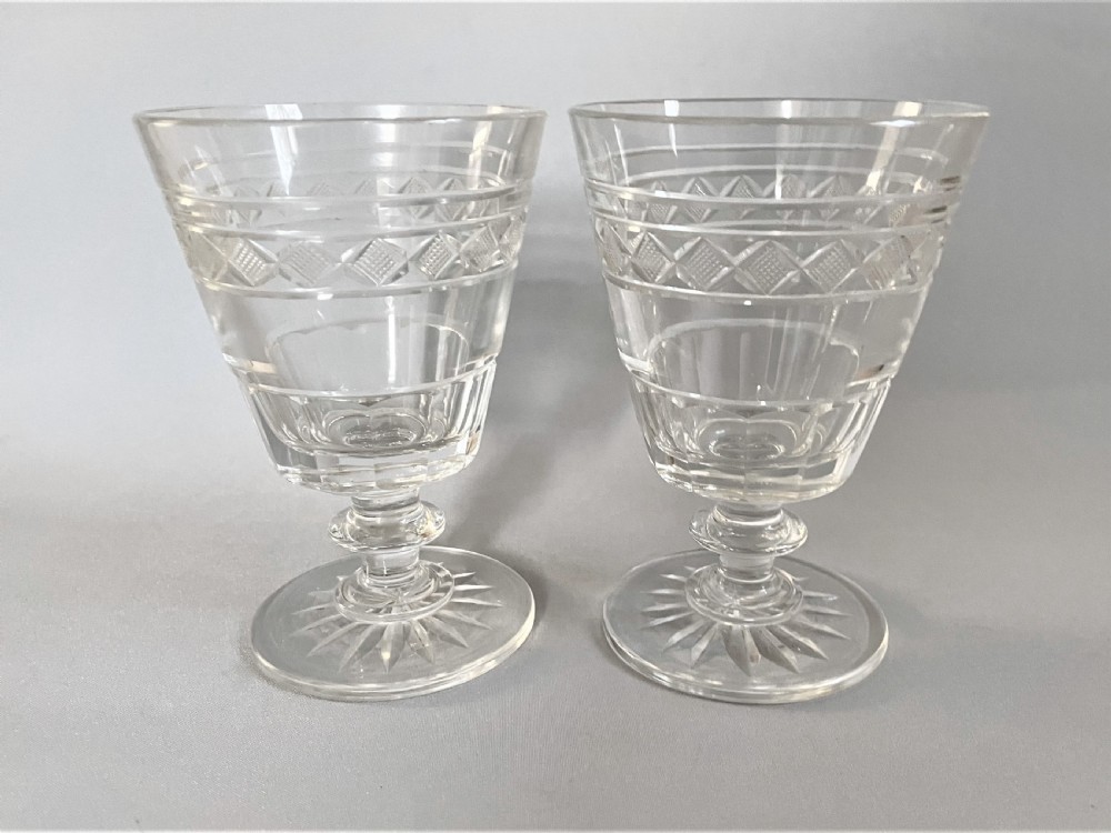 A pair of Georgian revival cut glass wine rummers View III