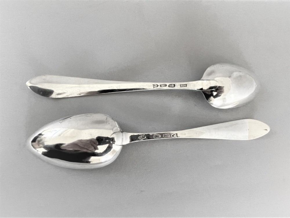 A superb pair of Irish bright cut silver serving spoons View VI