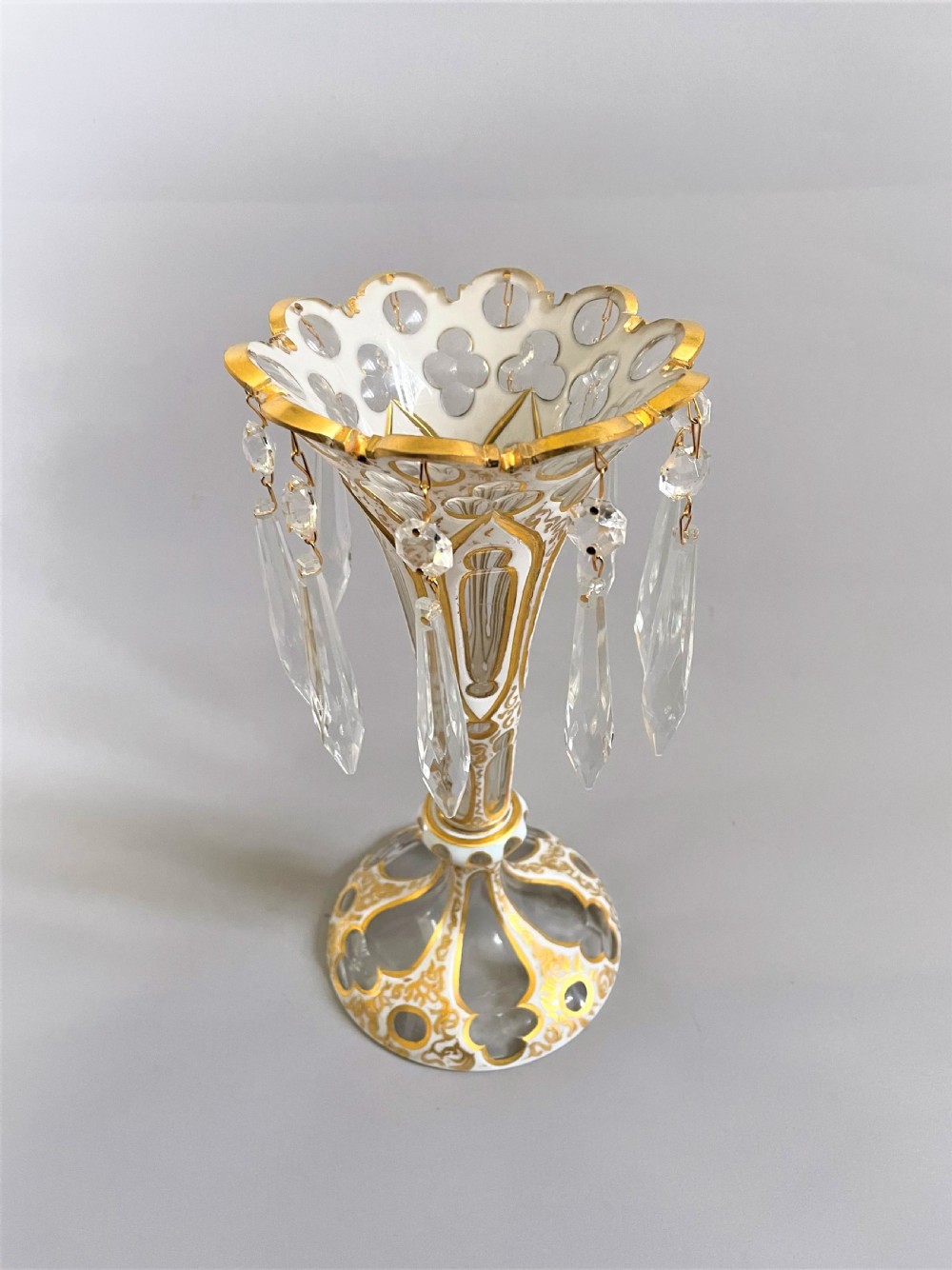 A superb Bohemian cut & gilded lustre vase View III