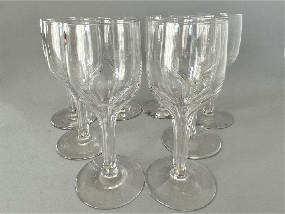 A fine set of 8 hollow stem wine glasses View III