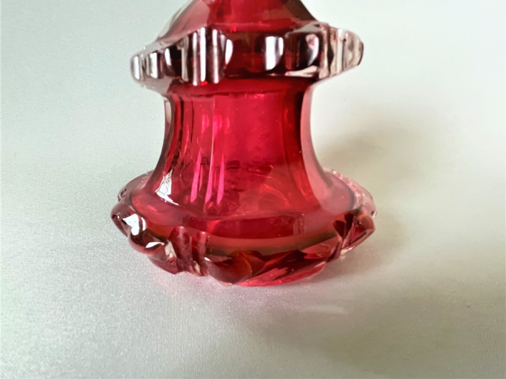 A Victorian gothic cranberry table cologne bottle View V