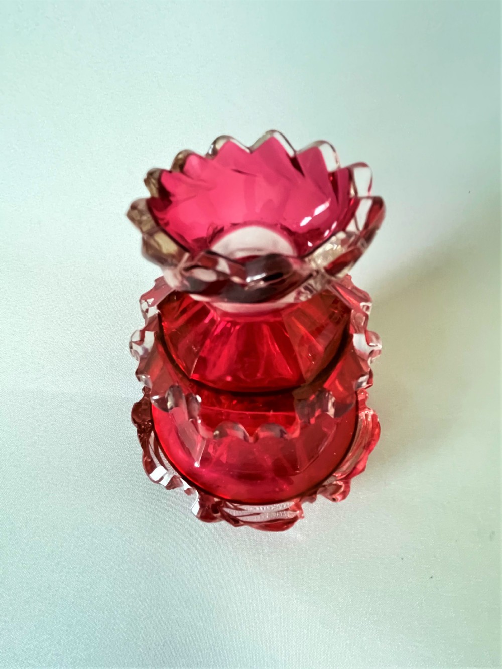 A Victorian gothic cranberry table cologne bottle View VI