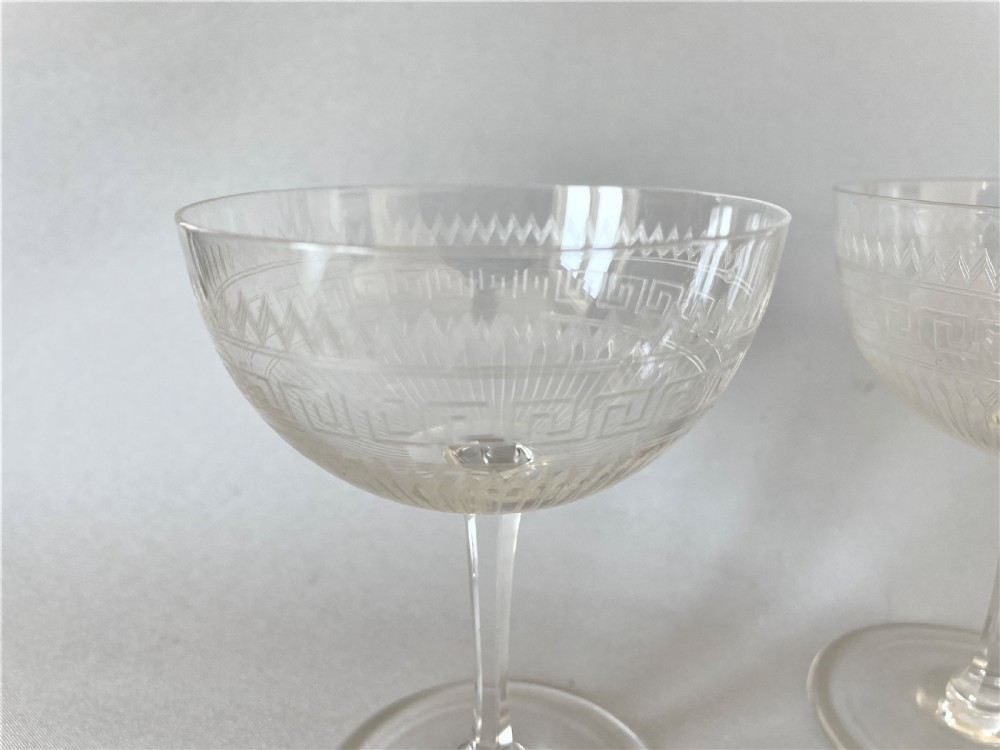 A gorgeous pair of Victorian etched champagne coupes  View IV