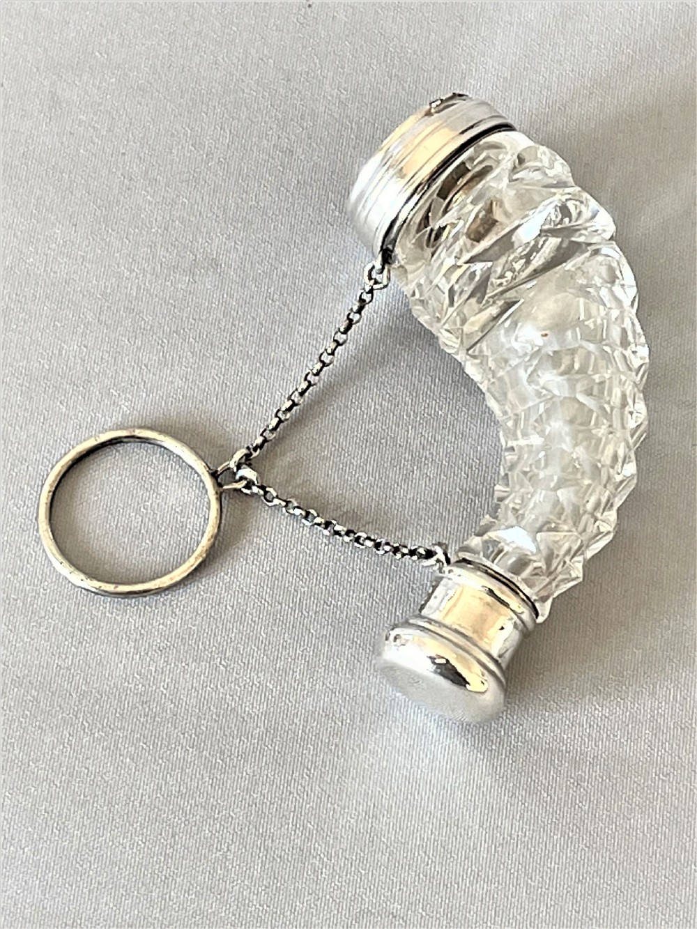 A superb Victorian silver mounted cornucopia scent bottle