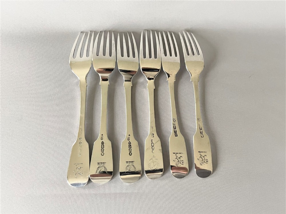 A harlequin set of 6 Irish silver dessert forks View IV
