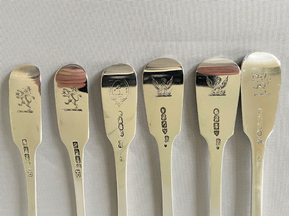 A harlequin set of 6 Irish silver dessert forks View V