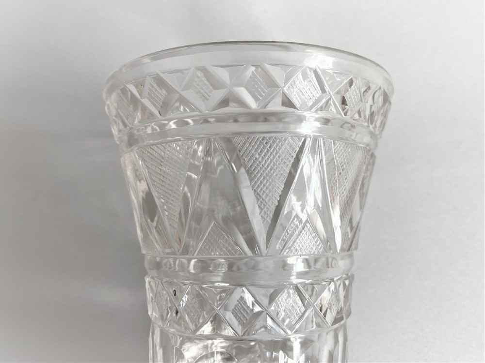 An exquisite small cut glass celery vase View V