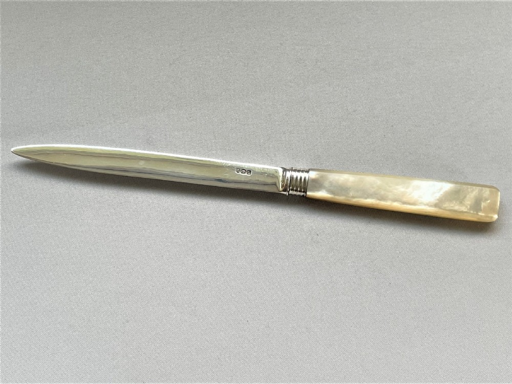 A Georgian silver & mother-of-pearl letter opener