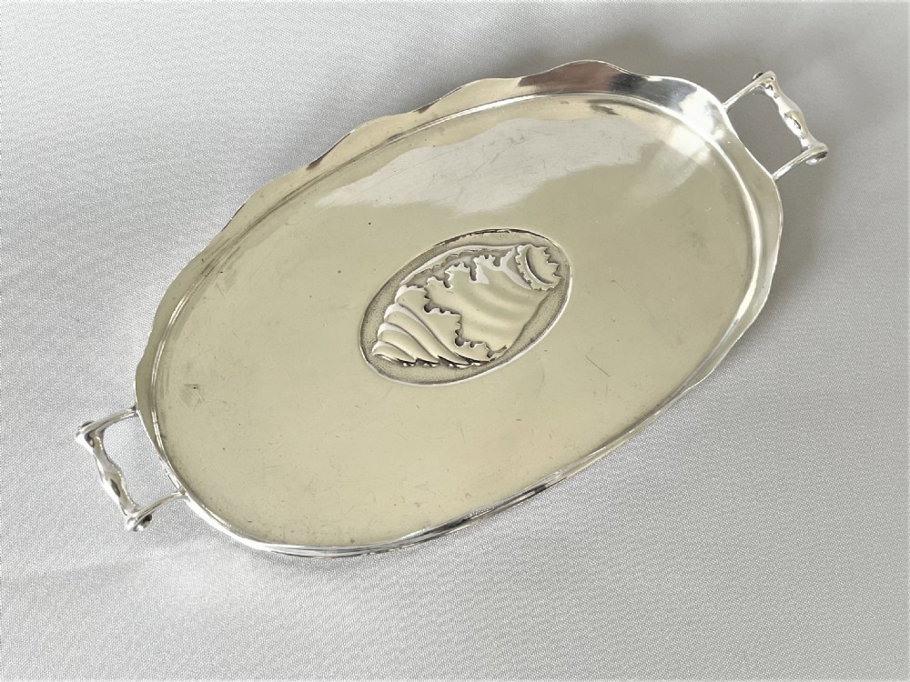 An unusual Edwardian novelty silver card tray View II