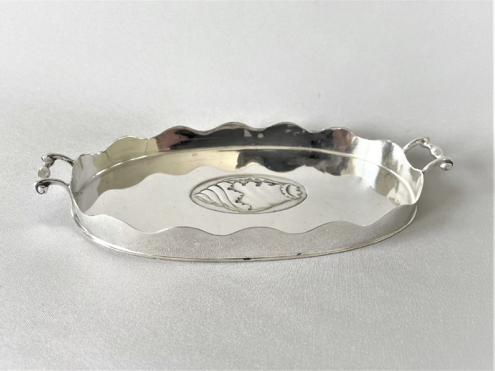 An unusual Edwardian novelty silver card tray View III