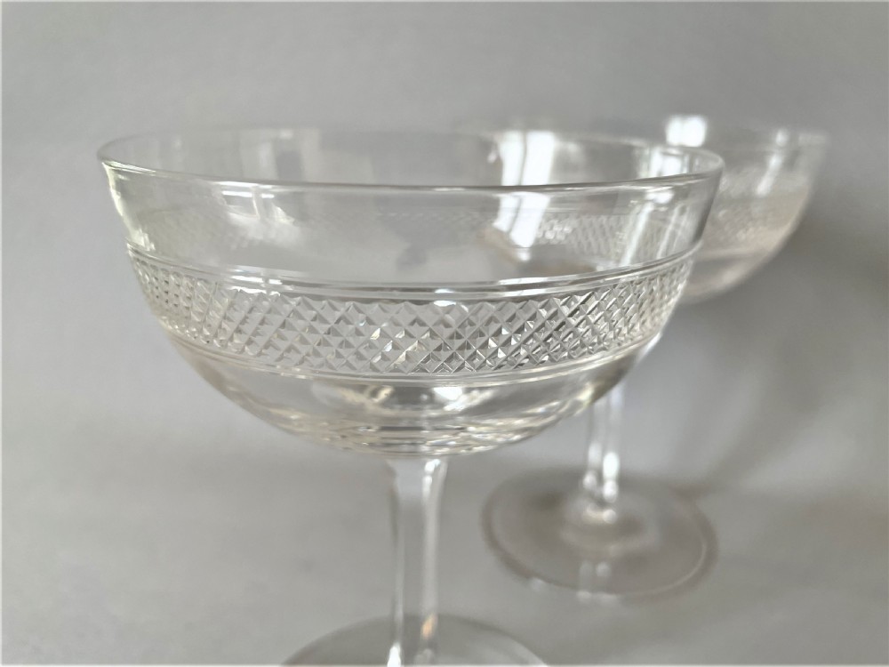An elegant pair of Victorian cut glass champagne coupes View III