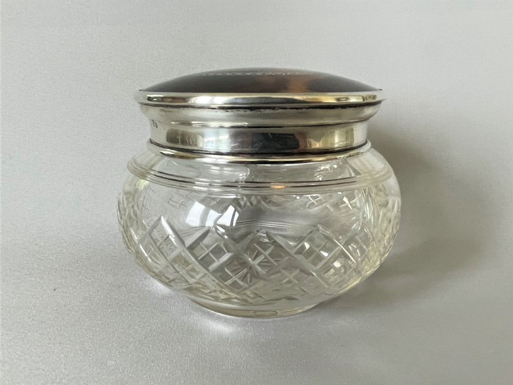 A superb silver & tortoiseshell lidded powder bowl View III