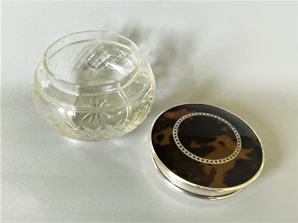 A superb silver & tortoiseshell lidded powder bowl View IV