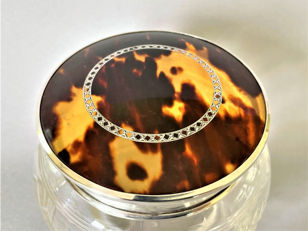 A superb silver & tortoiseshell lidded powder bowl View VI