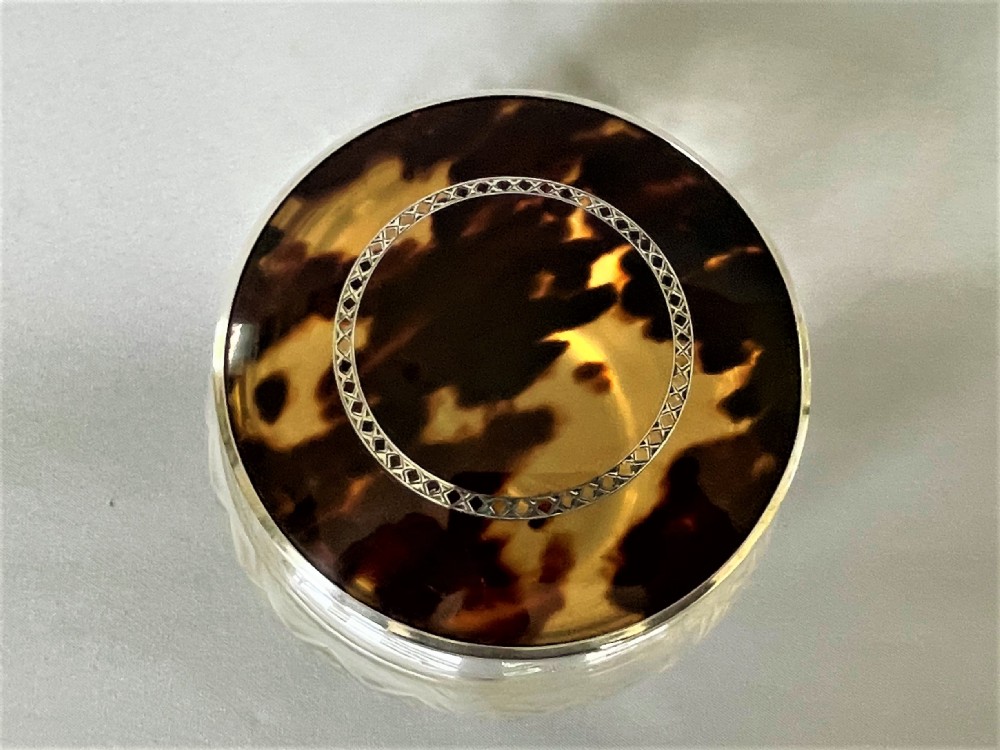 A superb silver & tortoiseshell lidded powder bowl View VII
