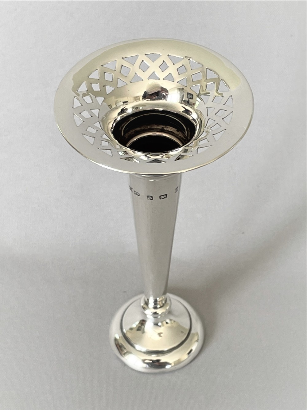 A pretty Edwardian pierced silver specimen vase View V