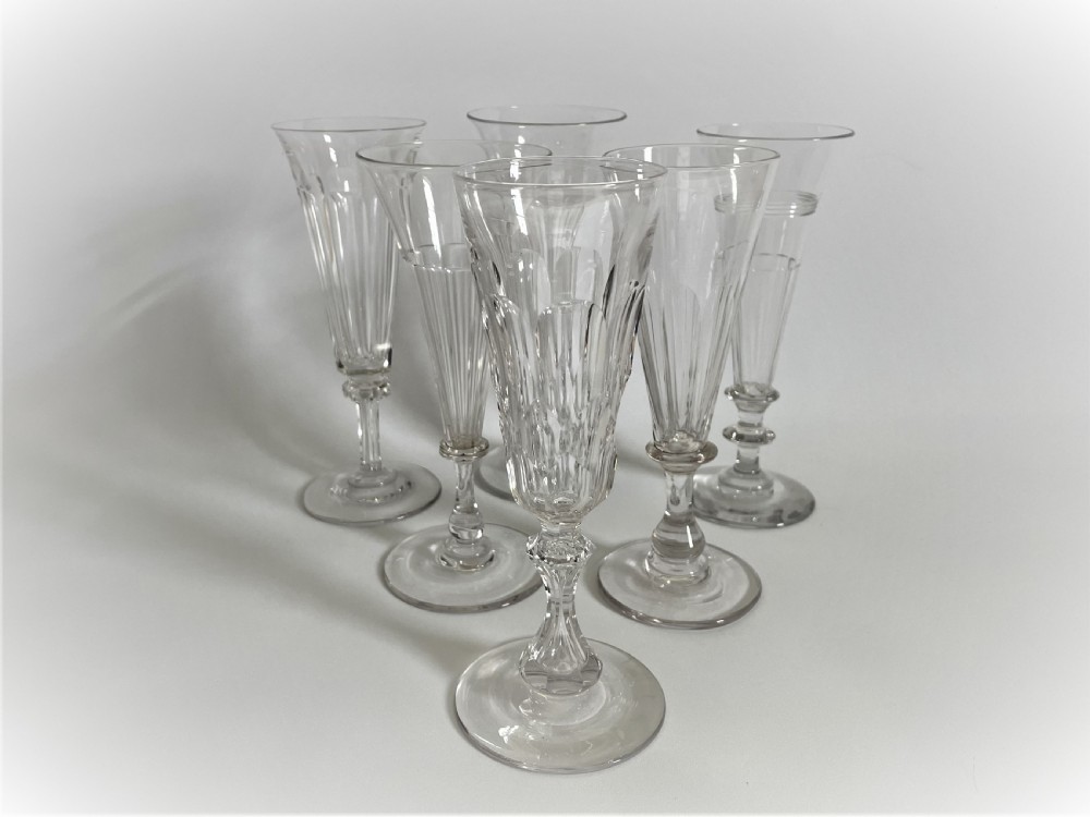A gorgeous harlequin set of Victorian champagne flutes