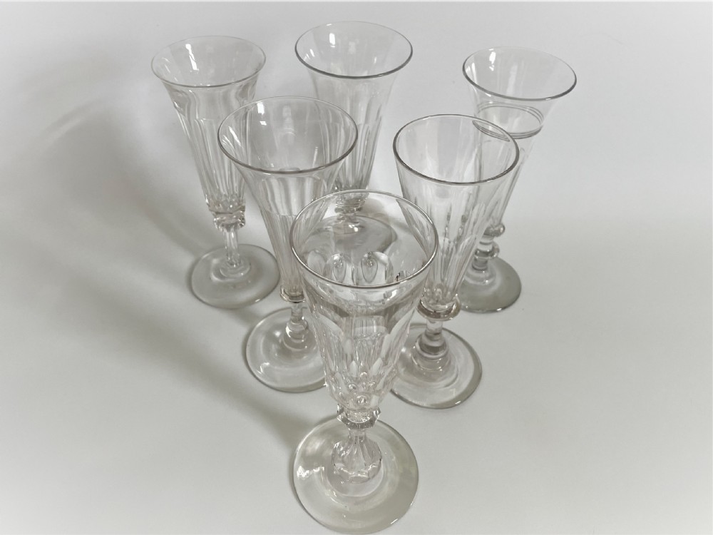 A gorgeous harlequin set of Victorian champagne flutes View II