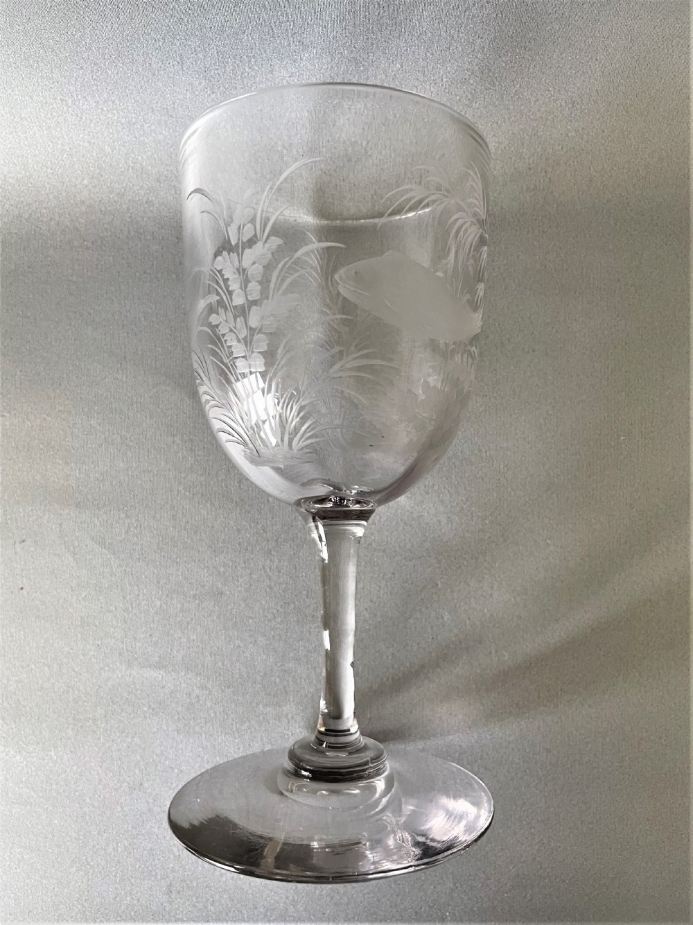 A gorgeous Victorian fish engraved wine goblet View III
