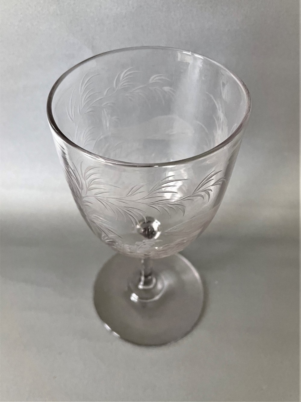 A gorgeous Victorian fish engraved wine goblet View IV