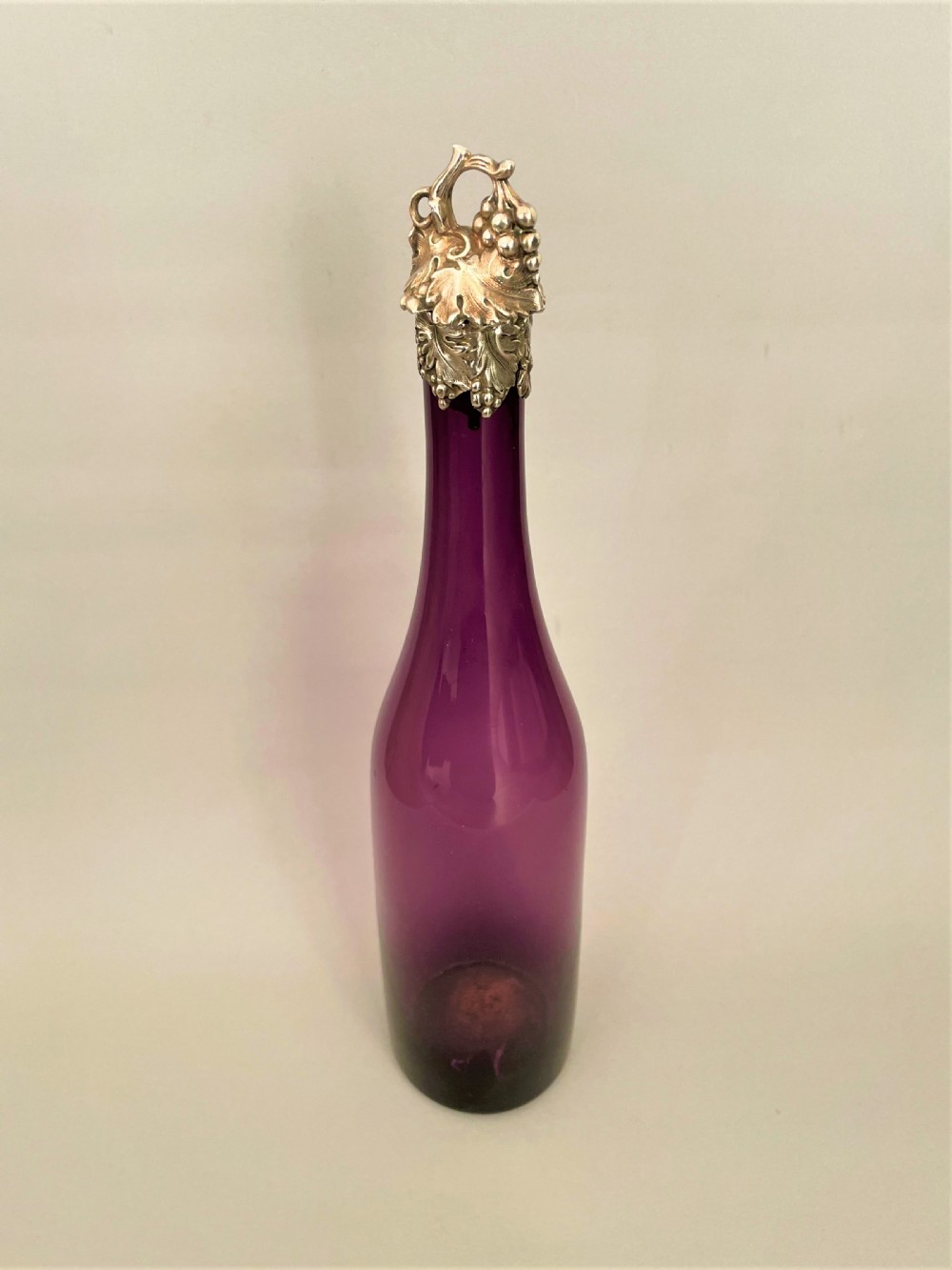 A Gorgeous Victorian Silver Plated & Amethyst Glass Wine Bottle View II