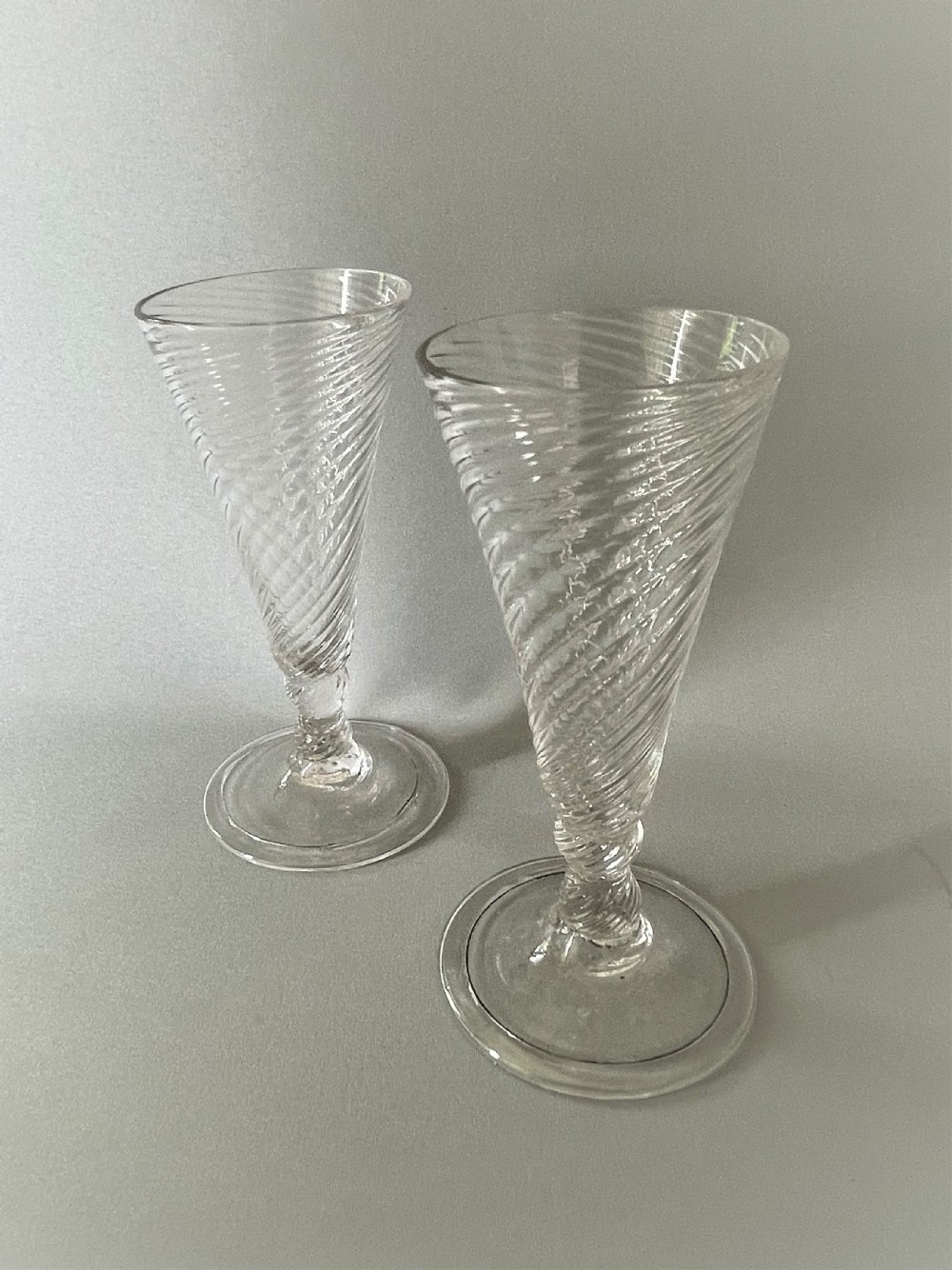 A lovely pair of 18th Century dwarf ale glasses