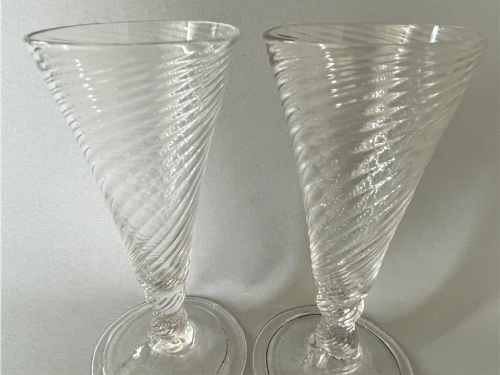 A lovely pair of 18th Century dwarf ale glasses View III