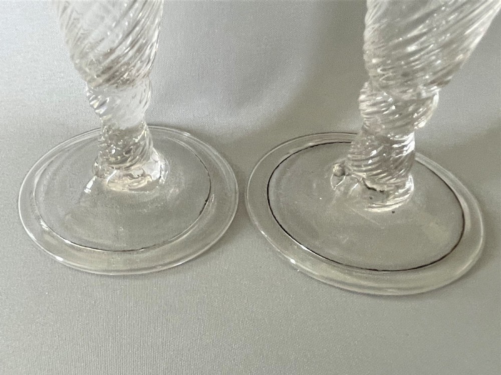 A lovely pair of 18th Century dwarf ale glasses View V