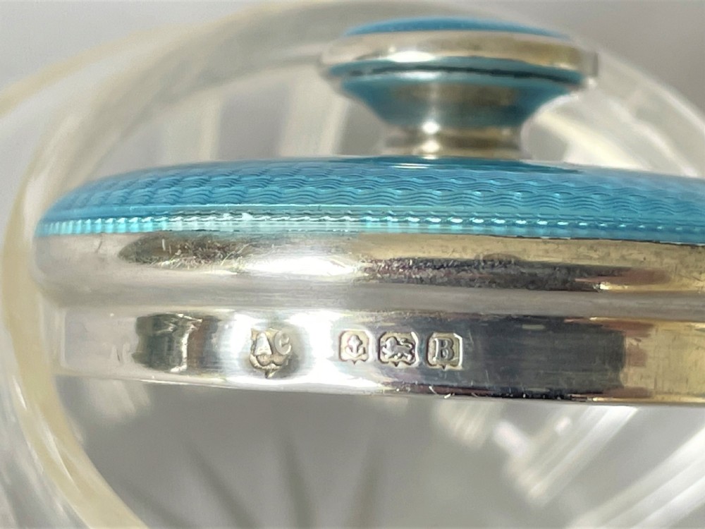 A gorgeous Art Deco silver & guilloche enamel mounted trinket jar View VI
