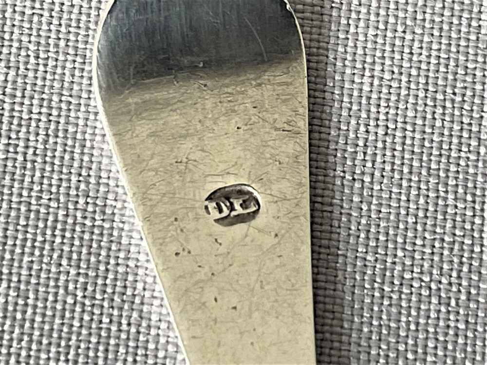 An extremely rare set of  4 Georgian Newcastle silver snuff spoons View IV