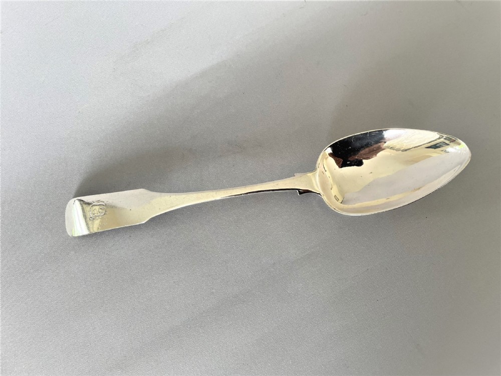 A large 18th Century Cork silver tablespoon