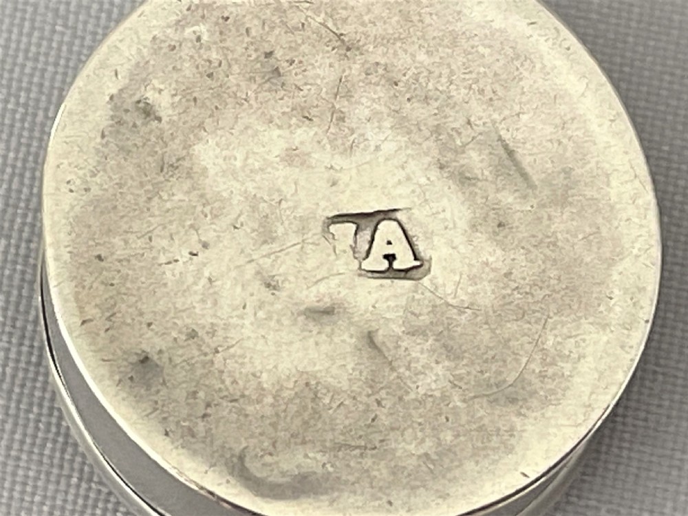 An extremely rare queen Anne silver counter/patch box View V