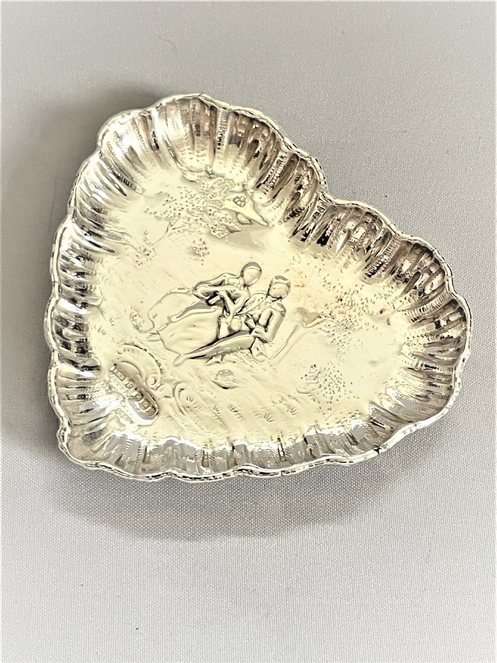 A Victorian Heart Shaped Silver Trinket Dish