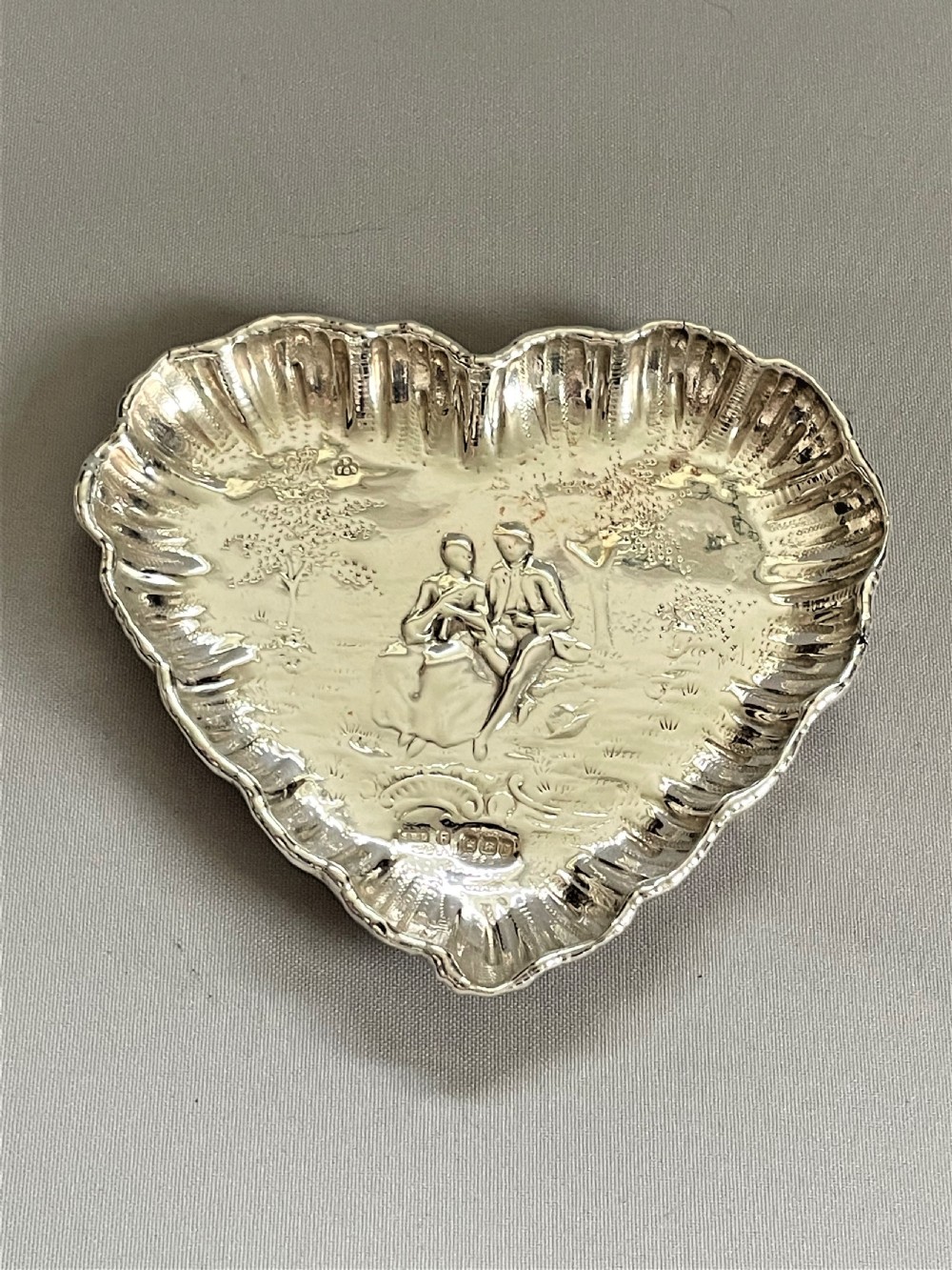 A Victorian Heart Shaped Silver Trinket Dish View II