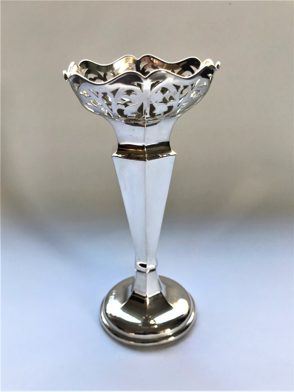 A Beautiful Pierced Silver Stem Vase