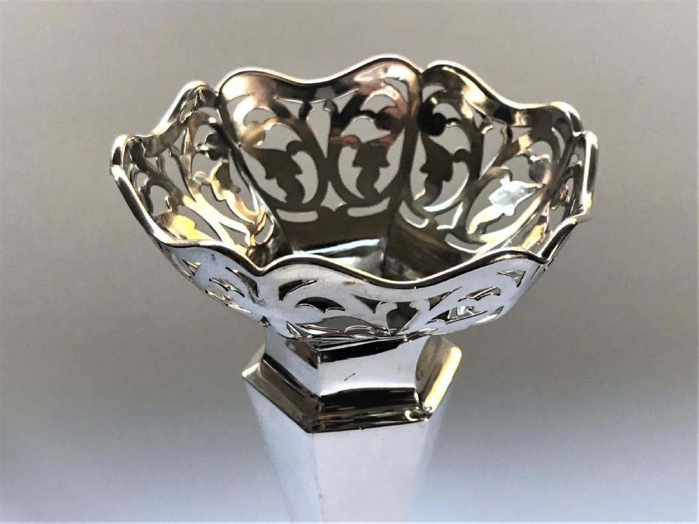 A Beautiful Pierced Silver Stem Vase View V