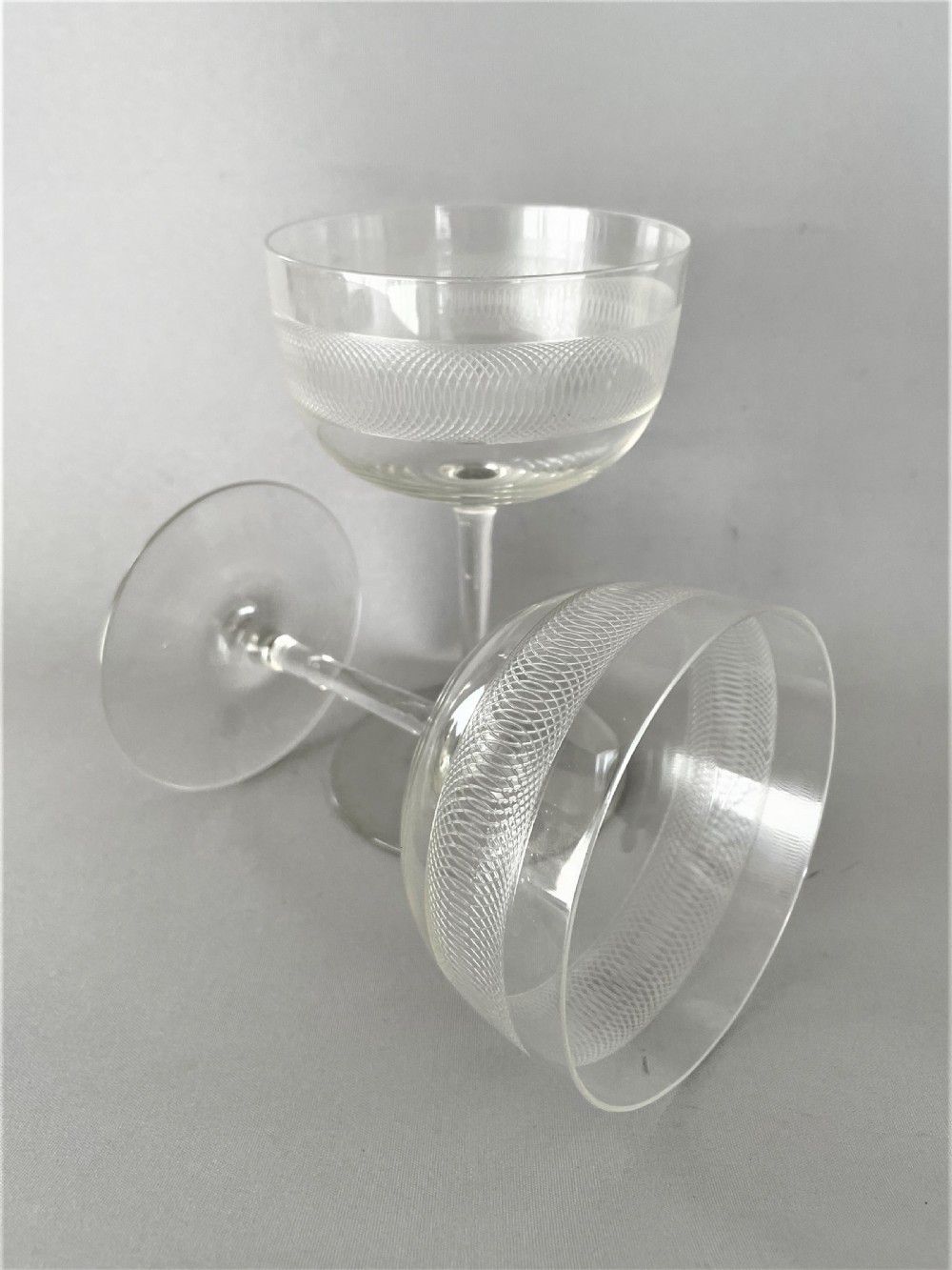 A charming pair of etched Edwardian champagne coupes View IV