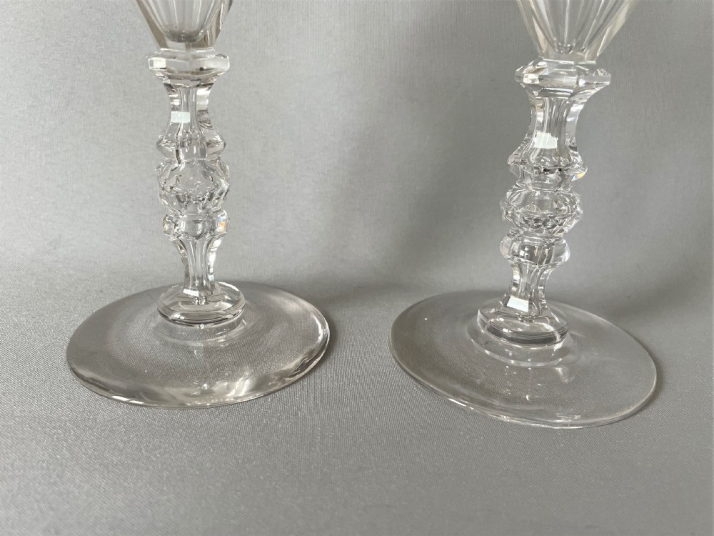 A stunning pair of Victorian cut & etched champagne flutes View III