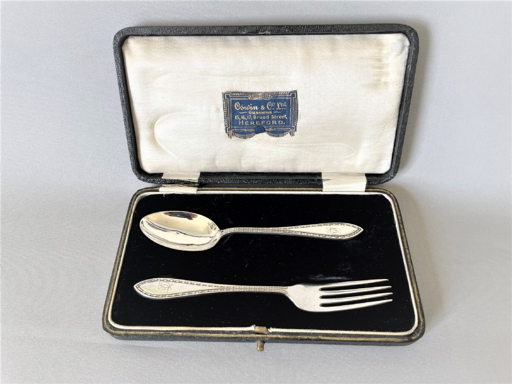 A charming boxed silver child's set