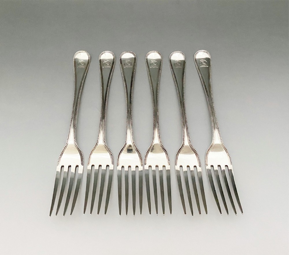 A wonderful 12 piece Victorian silver dessert in bead pattern View IV