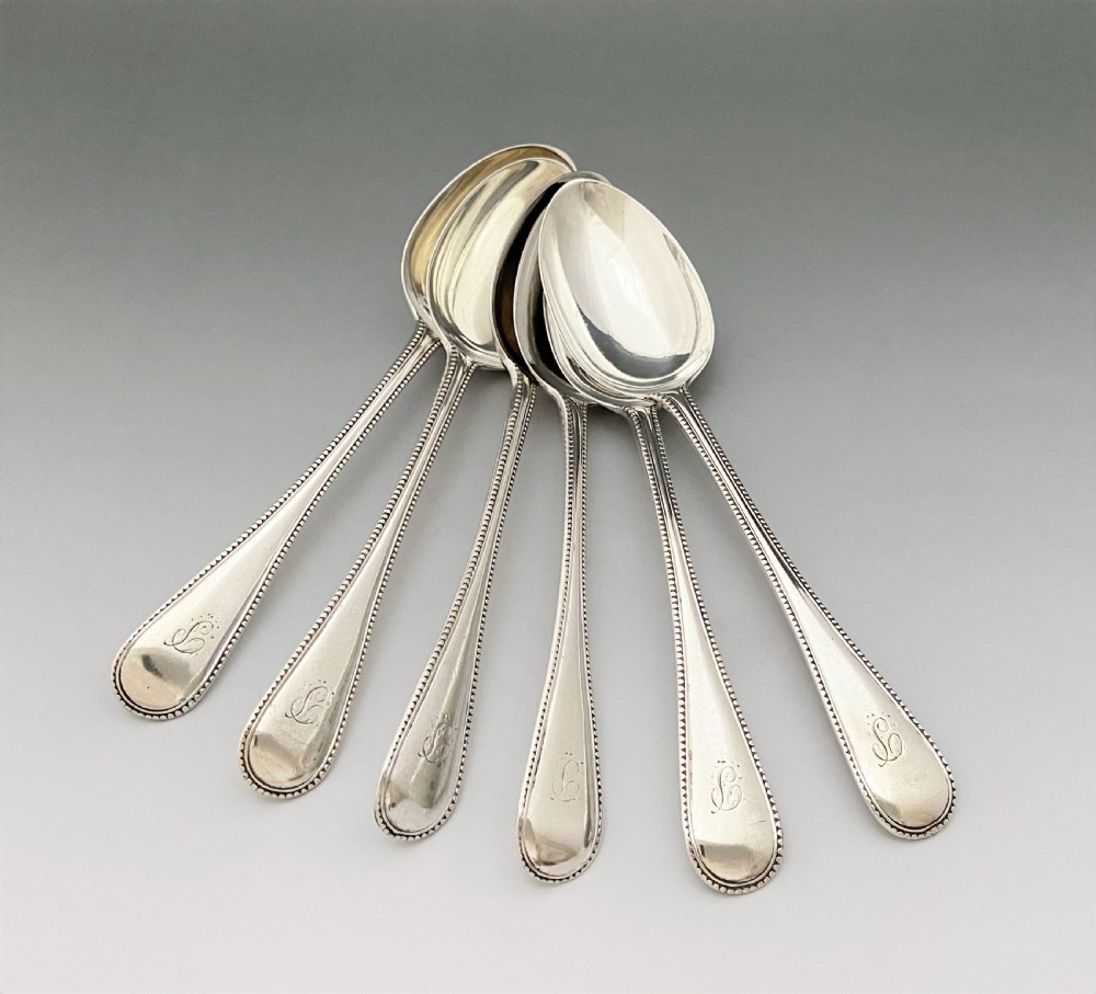 A wonderful 12 piece Victorian silver dessert in bead pattern View X