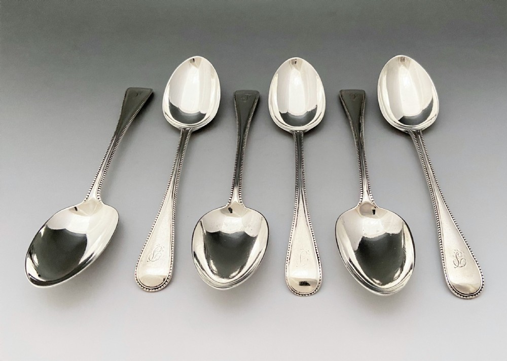 A wonderful 12 piece Victorian silver dessert in bead pattern View XI