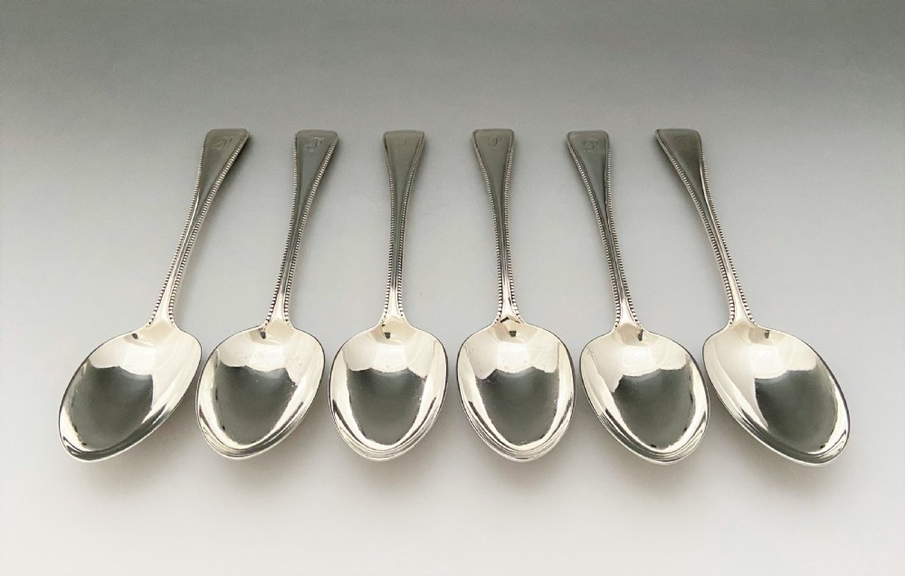 A wonderful 12 piece Victorian silver dessert in bead pattern View XIII
