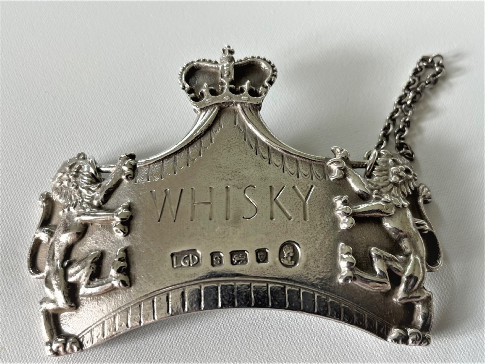 A spectacular set of 3 Leslie Gorden Durbin silver Coronation decanter labels View IV