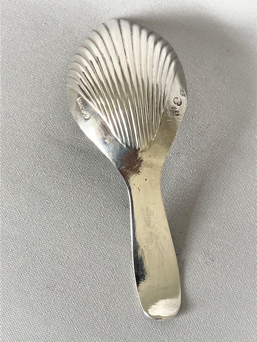 A rare 18th Century Sheffield Assayed silver caddy spoon View VII