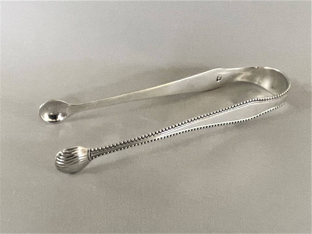 A Susannah Barker pair of 18th Century silver tongs