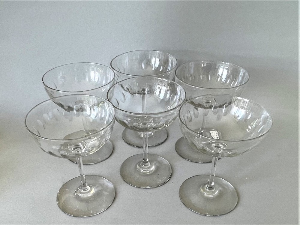A set of 6 Victorian cut glass champagne bowls
